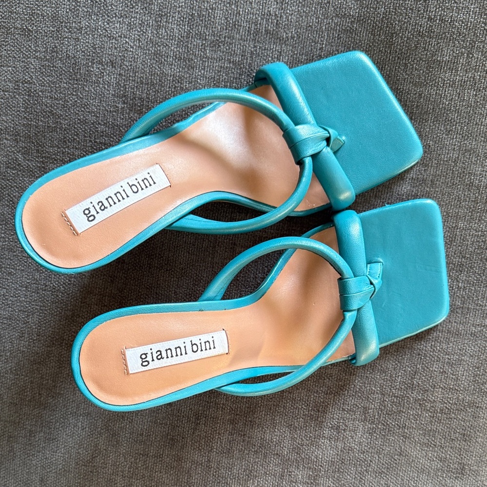 Gianni Bini Turquoise Square-Toe Sandals
